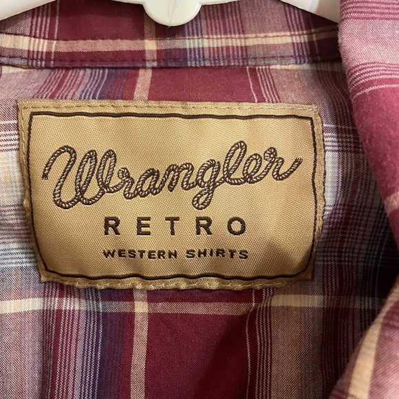 Wrangler Retro Red Plaid Long Sleeve Western Shirt Snap Closure Size XL - Picture 4 of 4